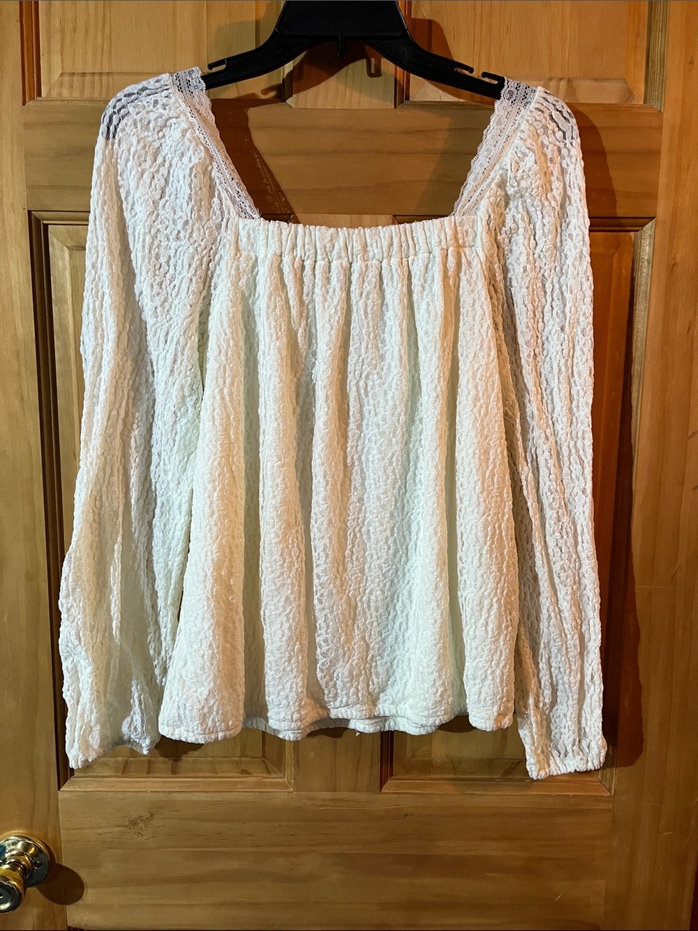 Cream Lace Peasant Blouse - Women Tops - Picture 3 of 3